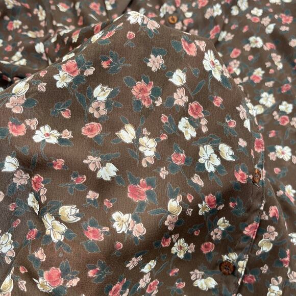 Vintage Guess Blouse Top Women M Brown Floral Y2K Boho Hippie 80s Festival - Picture 12 of 14